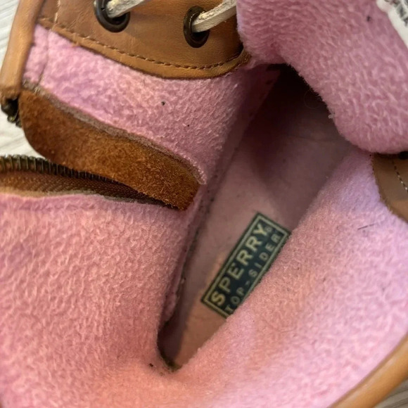 Sperry Top Sider Saltwater Ankle Lace up Duck Boots with Pink Lining and Beige 6 - Picture 10 of 12